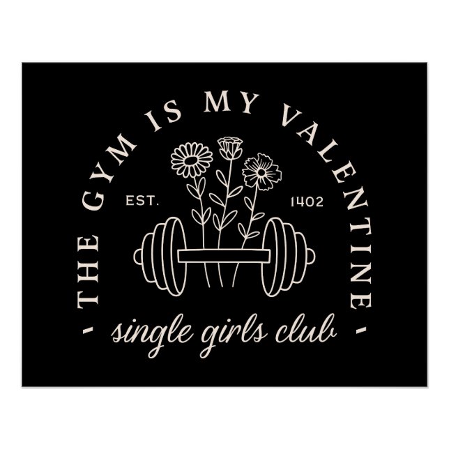 Single lustige Valentinstag Gymnastik Mädchen Retr Poster (Vorderseite)