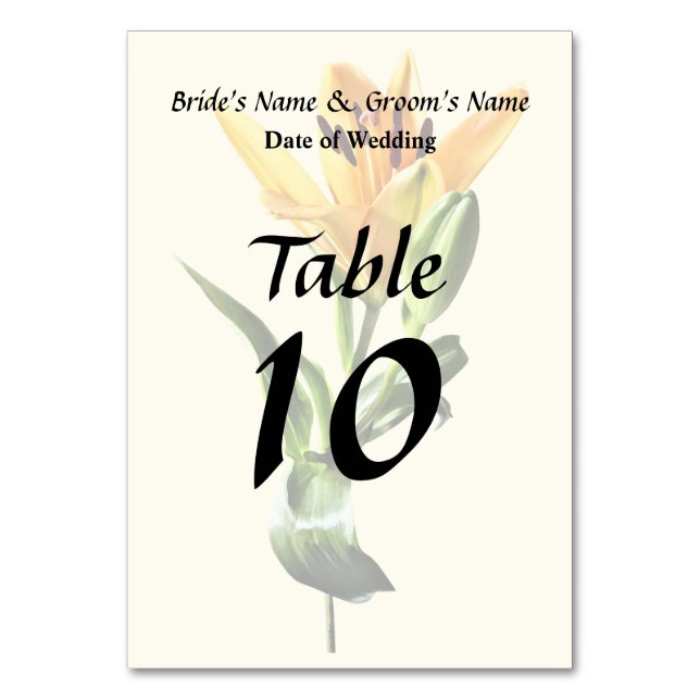 Single Orange Lily and Buds Tischnummer (Vorderseite)