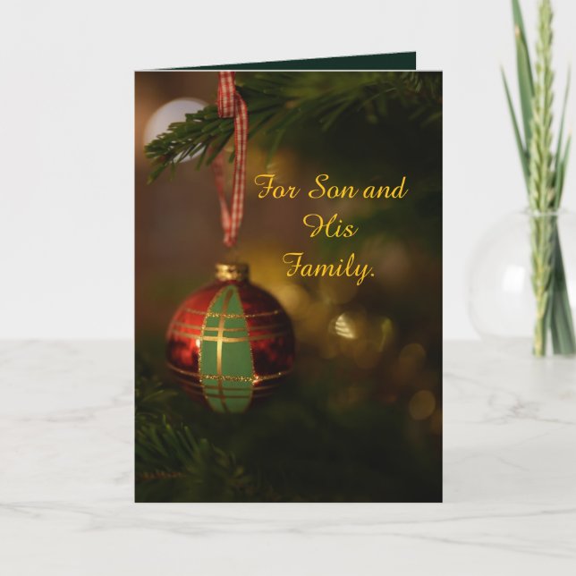 SINGLE ORNAMENT SON AND FAMILIE CHRISTMAS CARD DANKESKARTE (Vorderseite)
