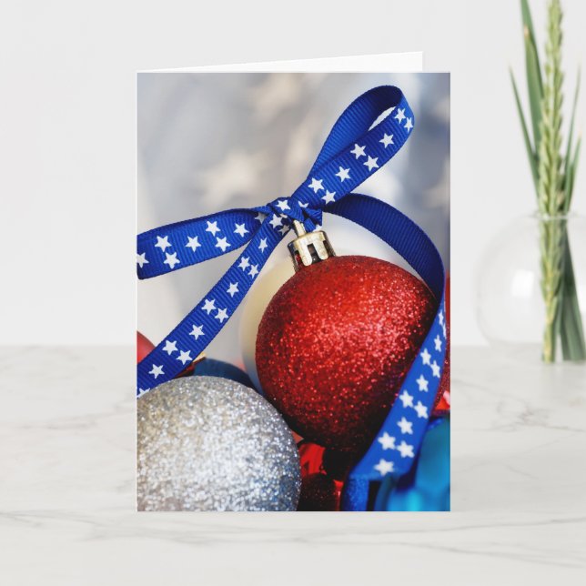 Single Patriotische Weihnachtsschmuck Feiertagskarte (Vorderseite)
