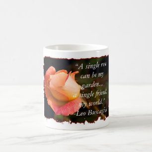 Single Peach Rose mit/ Anführungszeichen Tasse
