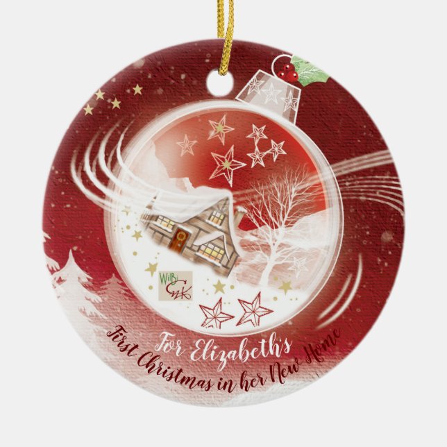 Single Person, 1. Weihnachten, Neue Zuhause, Keramik Ornament (Vorne)