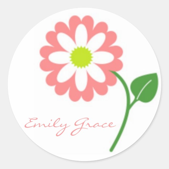 Single Pink blühende Daisy Stickers (Vorderseite)