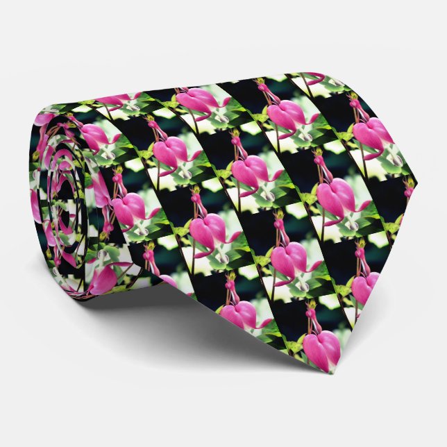 Single Pink Blutung Herz Blume Krawatte (Gerollt)