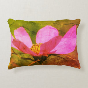 Single Pink Cosmos Blume Abstrakt Grunge Dekokissen