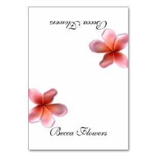 Single Pink Plumeria Tented Platzkarten Tischnummer