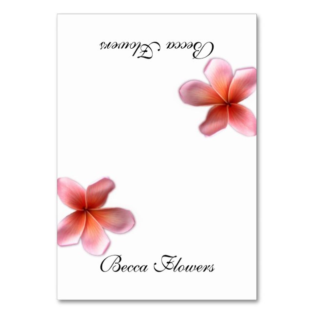 Single Pink Plumeria Tented Platzkarten Tischnummer (Vorderseite)