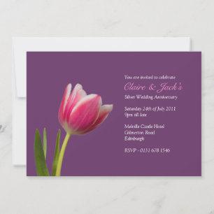 Single Pink Tulip Jubiläum Party - Lila Einladung