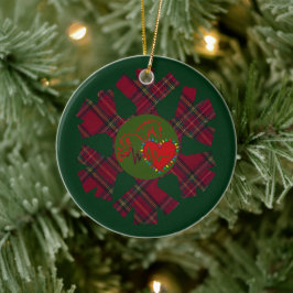 Single Plaid Snowflake Keramik Ornament
