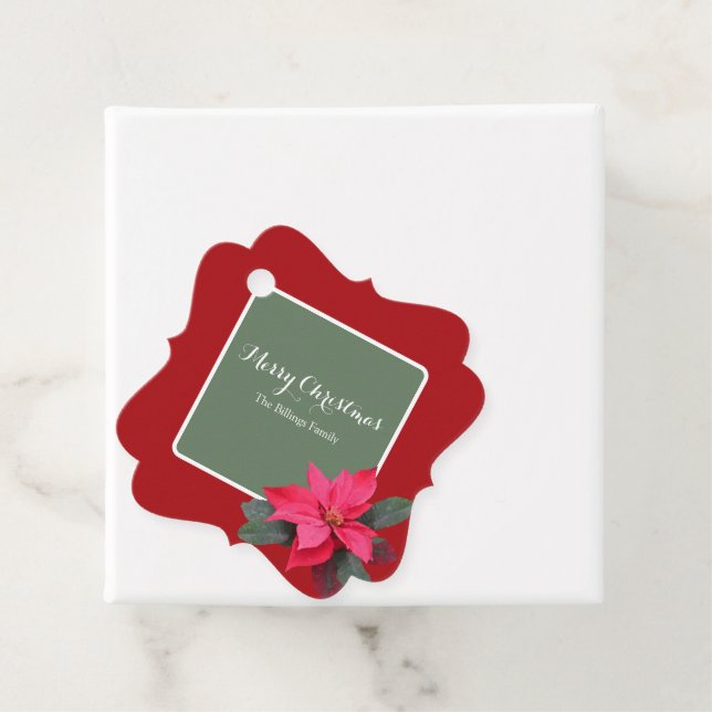 Single Poinsettia Customizable Text Design Geschenkanhänger (Beispiel)