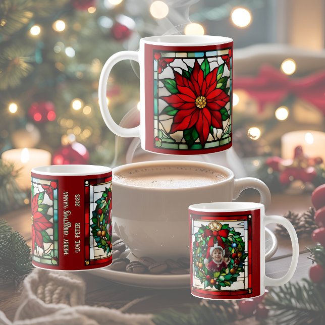 Single Poinsettias Imitate Hartglas Kaffeetasse (Von Creator hochgeladen)