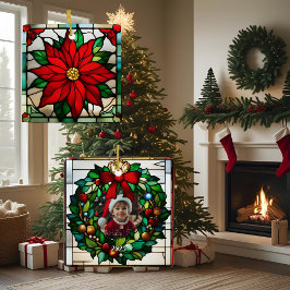 Single Poinsettias Imitate Hartglas Keramikornament