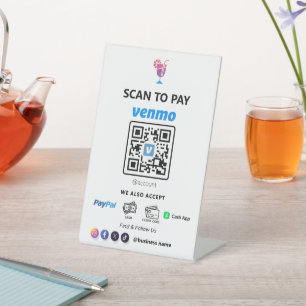 Single QR Code Zahlung Weißer Scan zu bezahlen Sockelschild