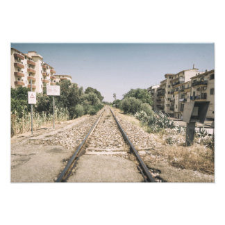 Single Railway Track in Southern Italy Fotodruck