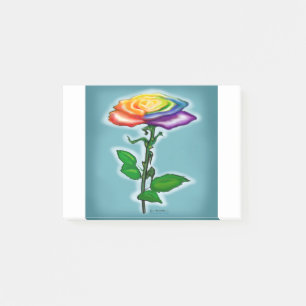 Single Rainbow Rose Post-it Klebezettel