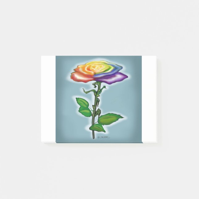 Single Rainbow Rose Post-it Klebezettel (Vorderseite)
