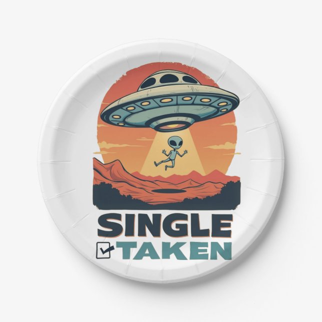 Single Raumschiff Entführung Alien Valentine Pappteller (Vorderseite)