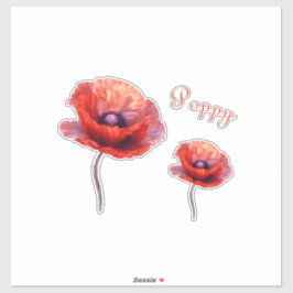 Single Red Poppy Blume Aufkleber