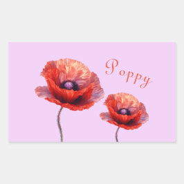 Single Red Poppy Blume Rechteckiger Aufkleber