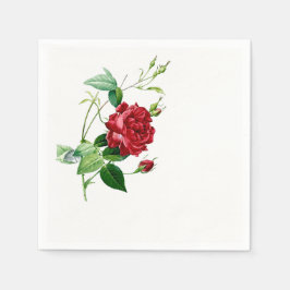 Single Red Redoute Rose Paper Napkins Serviette