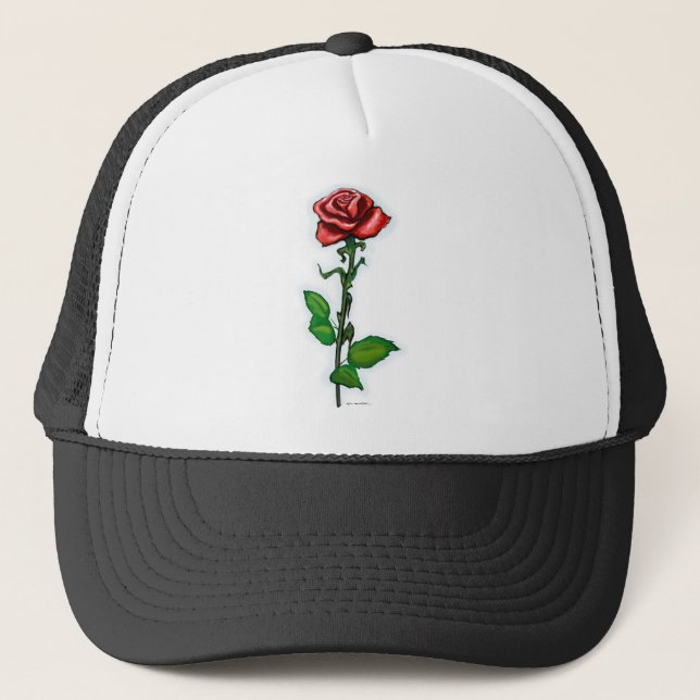 Single Red Rose Truckerkappe (Vorderseite)
