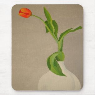 Single Red Tulip in einer weißen Vase Mousepad