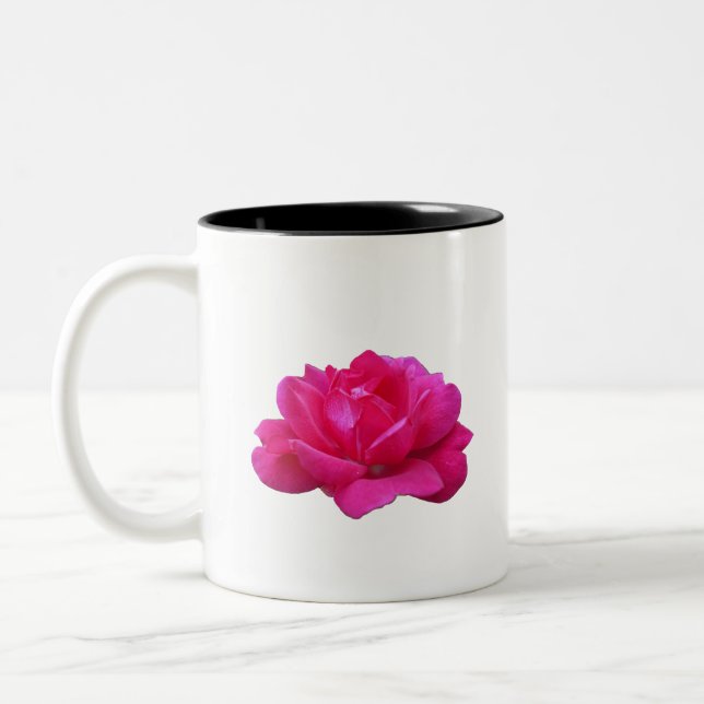 Single Rosa Blume Zweifarbige Tasse (Links)