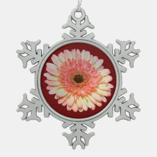 Single-Rosa-Gerber-Blume Schneeflocken Zinn-Ornament
