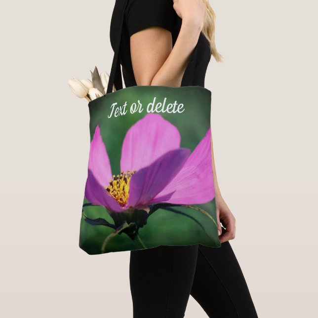 Single Rosa Kosmos Blume im Blut Personalisiert Tasche (Von Nahem)