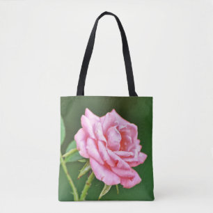 Single-rosa Rosen-Kunst-mittlere große Tasche