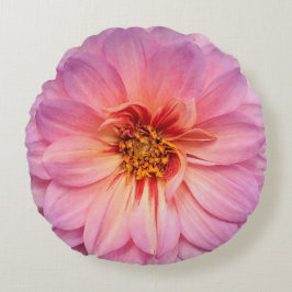 Single Rosa und Lila Zinnia Blume Rundkissen Rundes Kissen