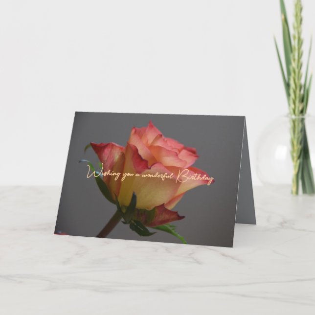 Single Rose Happy Birthday Personalizable Card Karte (Vorderseite)