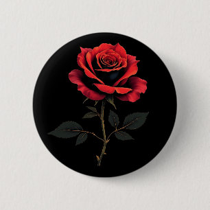 Single Rote Rose Blume Liebe Gartenarbeit Button
