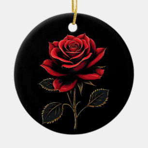 Single Rote Rose Blume Liebe Gartenarbeit Keramik Ornament