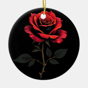 Single Rote Rose Blume Liebe Gartenarbeit Keramik Ornament