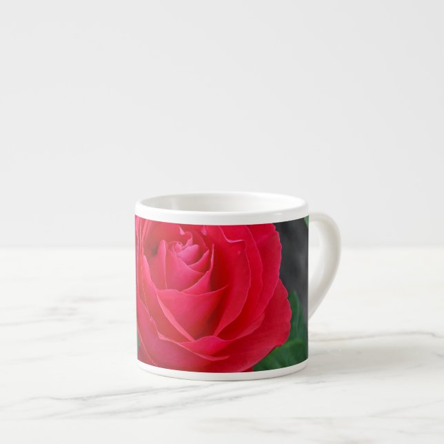 Single rote Rose Espressotasse (Vorderseite Rechts)
