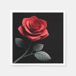 Single Rote Rose-Hochzeit- Serviette