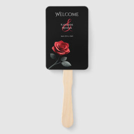 Single-Rote Rose-Hochzeitsprogramm Fächer