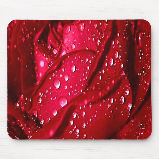 Single-Rote Rose im Rain Mouse Pad Mousepad (Vorne)