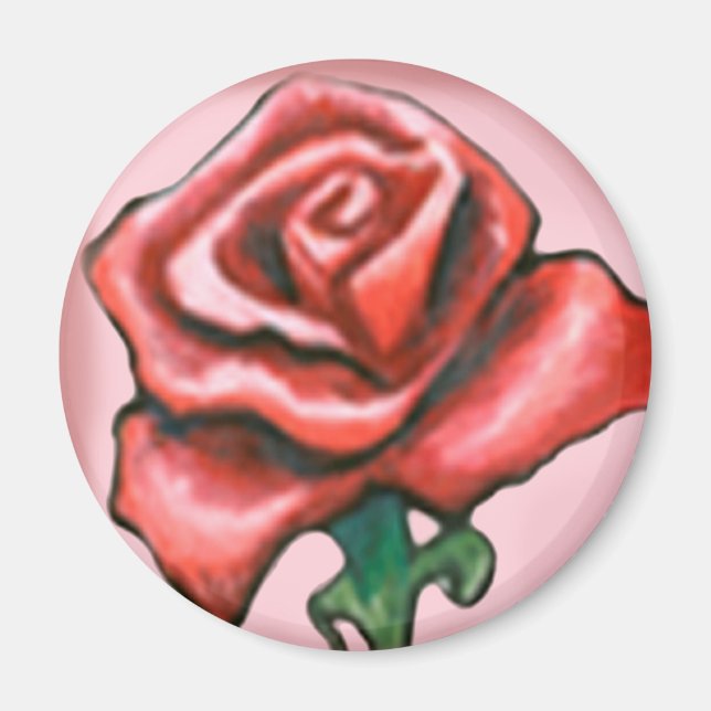 Single Rote Rose Magnet (Vorne)