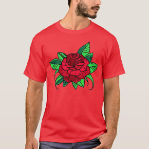 Single Rote Rose Pocket Blume Romantische Liebe Po T-Shirt