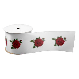 Single Rote Rose Satin Ribbon Satinband
