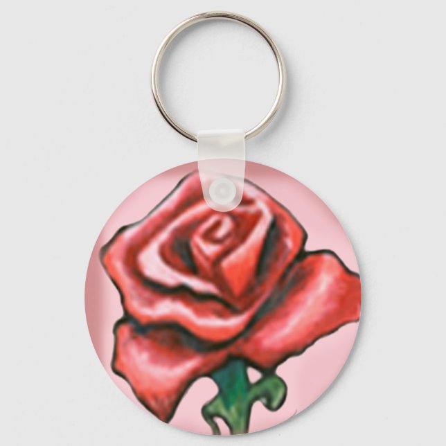 Single Rote Rose Schlüsselanhänger (Vorderseite)