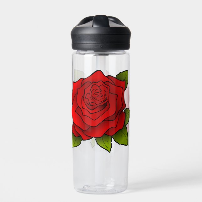 Single Rote Rose Trinkflasche (Vorderseite)