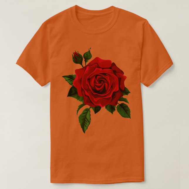 SINGLE ROTE ROSEN BLUME NIEDLICHER ROTE ROSEN BLUM T-Shirt (Design vorne)