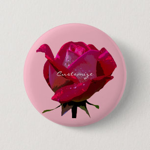 Single Rote Valentin Rose Button