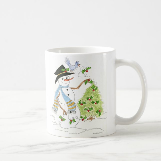 Single-Schneemann mit Bluebird Kaffeetasse (Rechts)