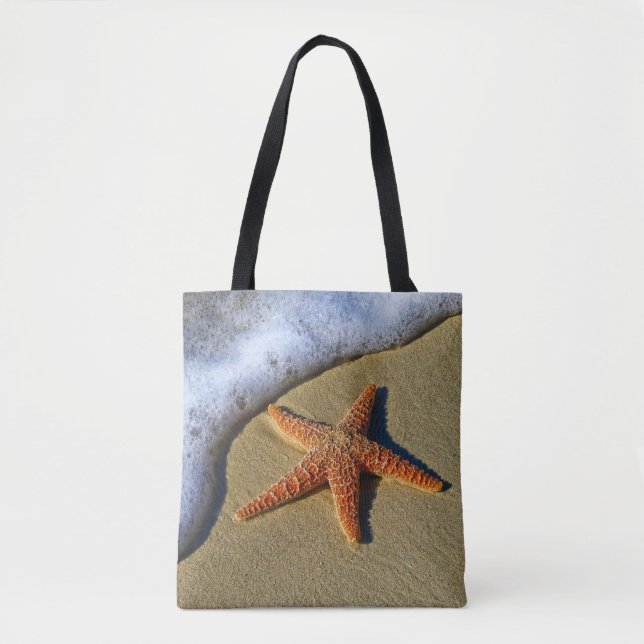 Single Starfish am Strand Tasche (Vorderseite)
