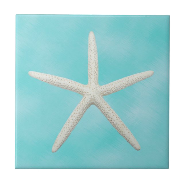 Single Starfish auf Aqua Blue Fliese (Vorderseite)