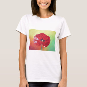 Single Steppe Mohn auf rot-grün und orange Hinterg T-Shirt